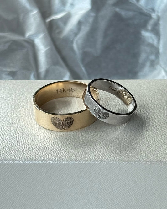 Lev Wedding Ring 14K | 14K טבעת נישואין טביעות אצבע לב