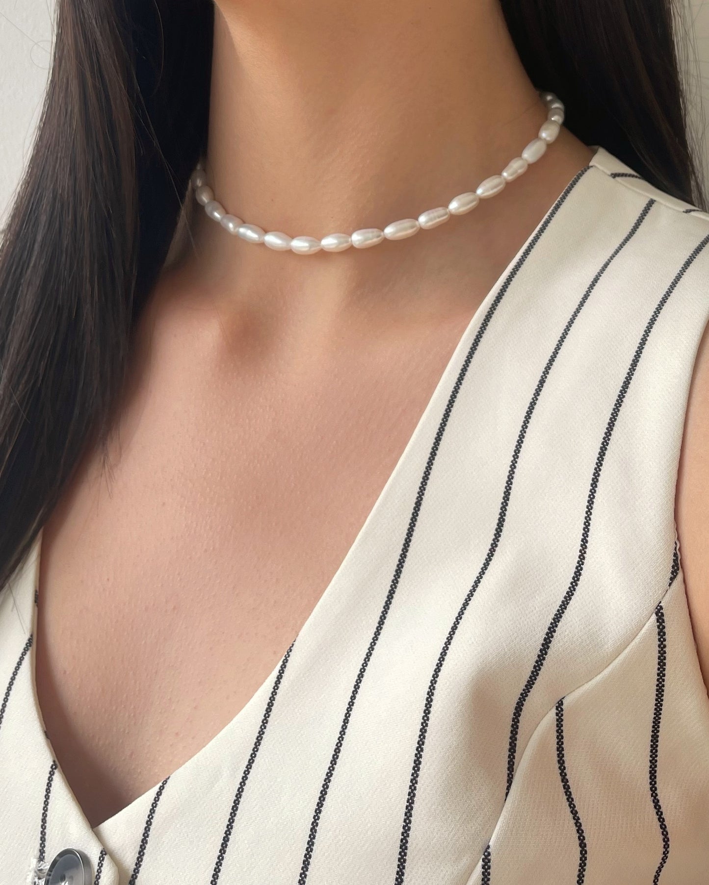 Rice Pearls Necklace L | שרשרת פניני אורז L