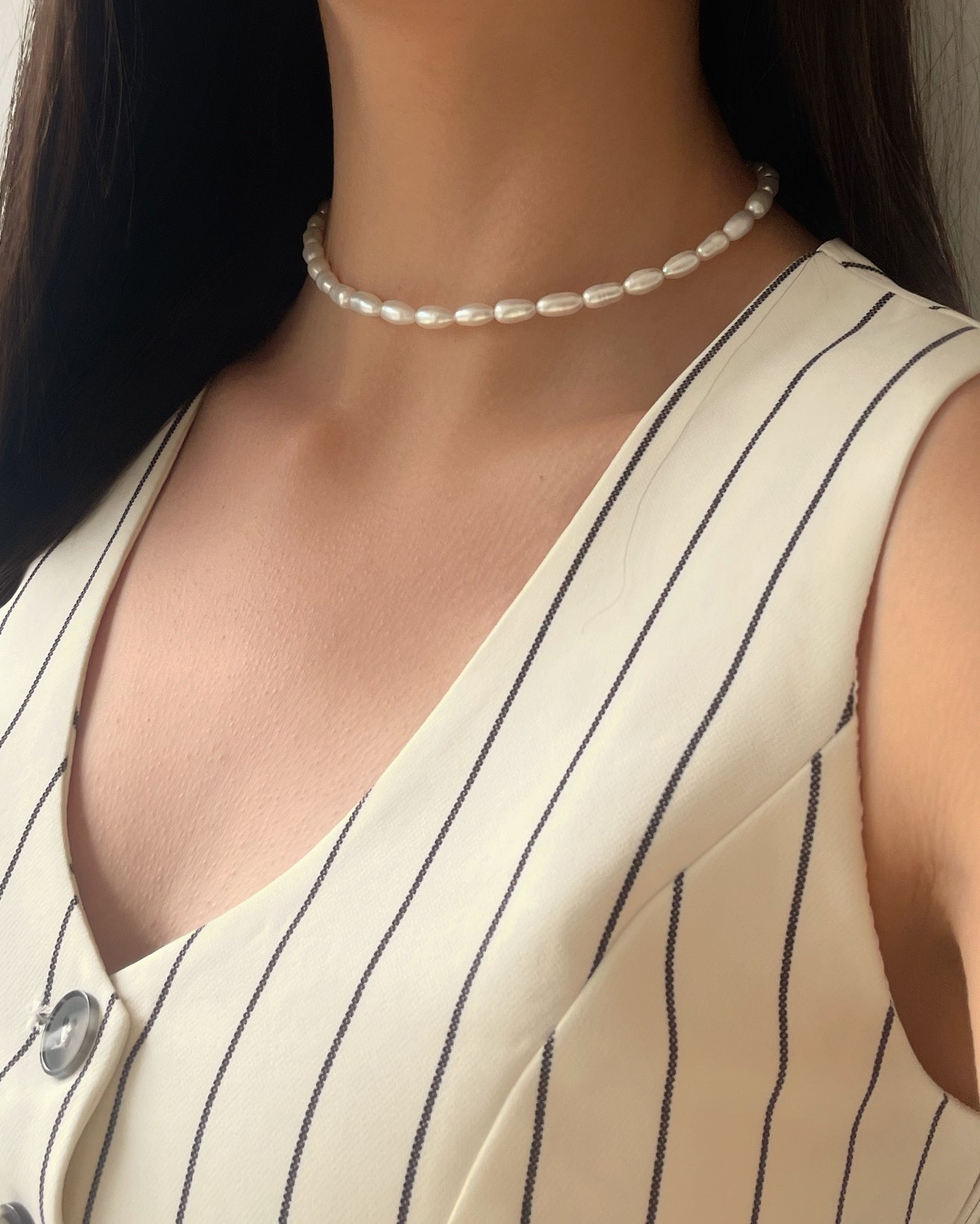 Rice Pearls Necklace L | שרשרת פניני אורז L