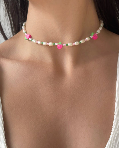 Strawberry Pearls Necklace | שרשרת פנינים תותים